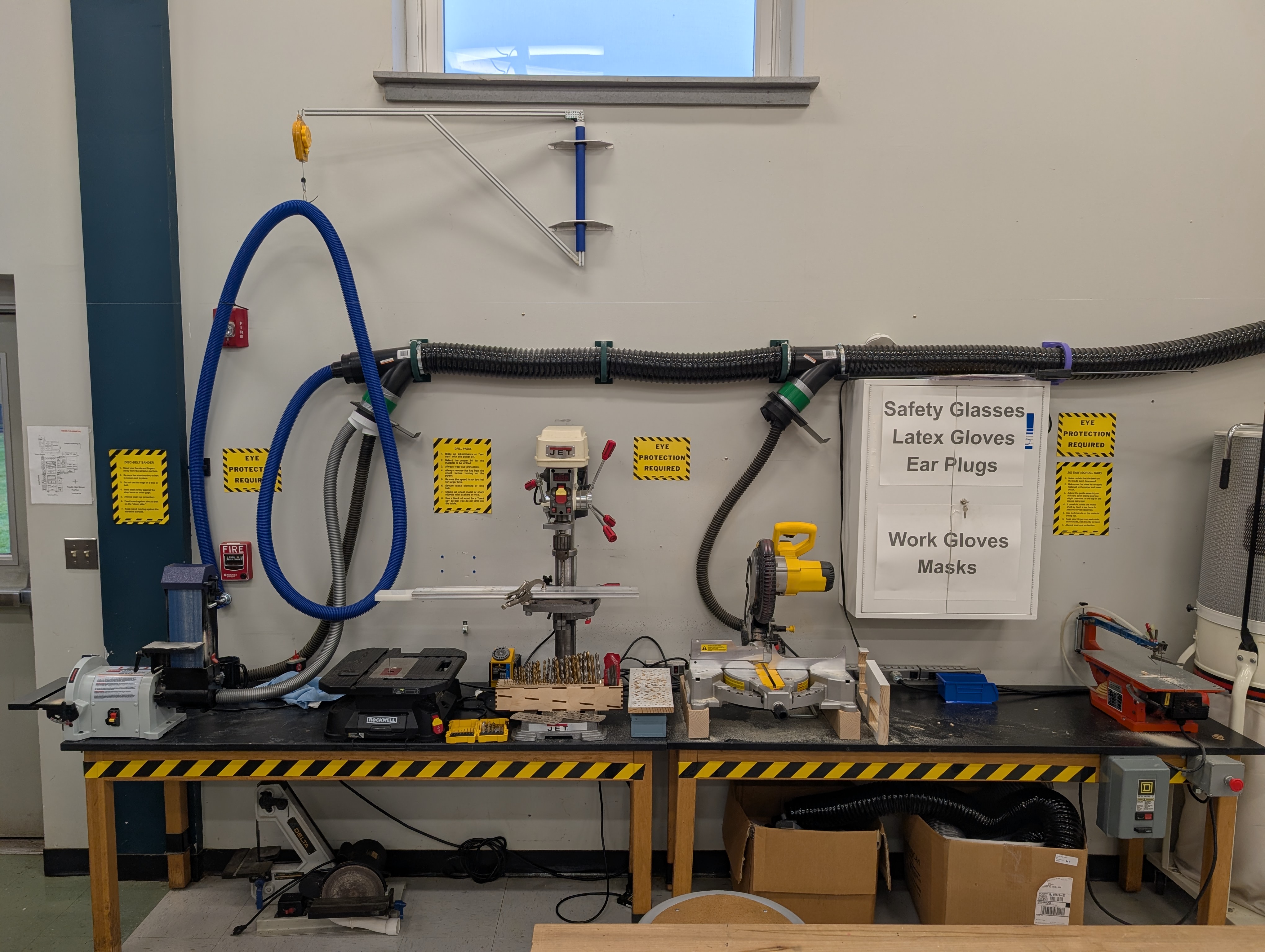 A machine marked with caution tape